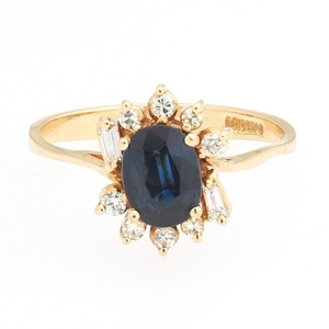 Ladies' Gold, Blue Sapphire and Diamond Ring