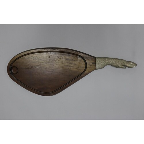 Large 20th century Charcuterie board with hoof foot handle, ...