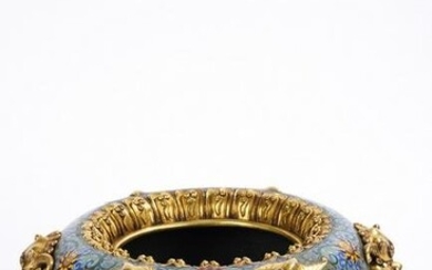 Large Chinese Cloisonne Enamel Gilt Dragon Jar