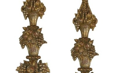 Large Pair of Italian Giltwood Appliques
