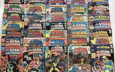 Large quantity of 1980's DC Comics, All-Star Squadron #1-17 #20 #21 #22 #23(1st app of Amazing Man) #25(1st app of Infinity Inc, Atom Smasher) #26 #27 #28 #32(The Death of Earth X) #33(1st app of T...