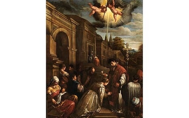 Leandro Bassano, genannt „Leandro da Ponte“, 1557 Bassano del Grappa – 1622 Venedig, VALENTIN TAUFT DIE HEILIGE LUCILLA