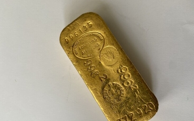 Lingot en or numéroté 996135 272920 Compagnie des métaux précieux PARIS Poids : 996,2 gr...