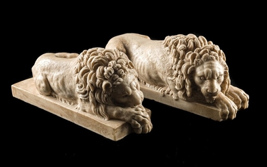 Lions in marble dust late 20th century