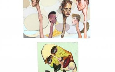 Lisa N. Jones (American, 20th/21st Century), Two Mixed-Media Paintings