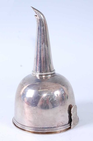 * A George III silver wine funnel
