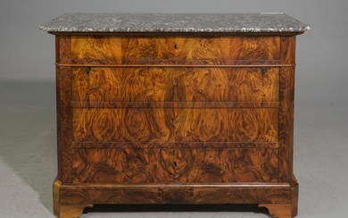 Louis Philippe Style Marble Top Walnut Chest