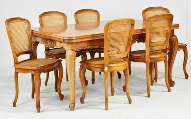 Louis XV Style Draw Leaf Dining Table & 6 Chairs