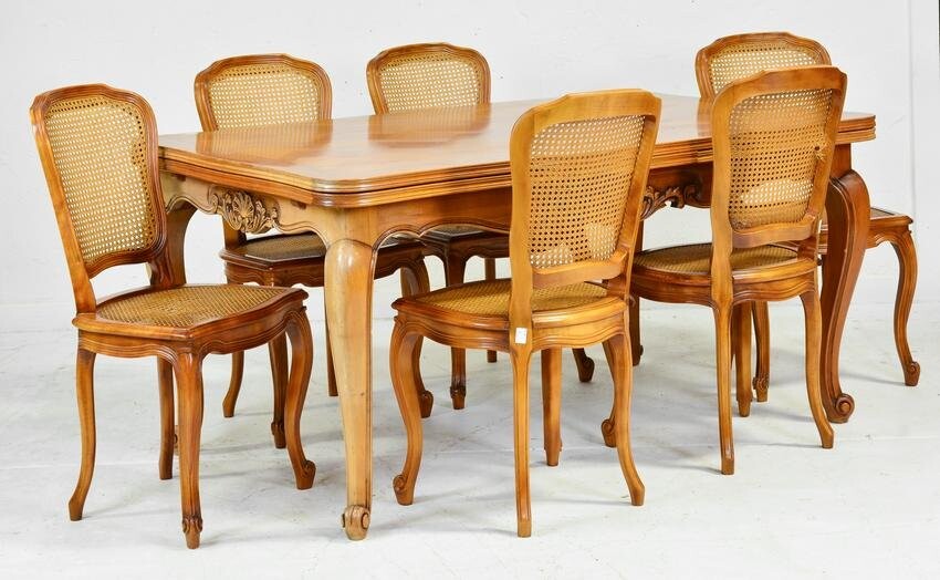 Louis XV Style Draw Leaf Dining Table & 6 Chairs