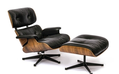 Lounge chair avec ottoman - dessinée par Ray et Charles Eames pour Vitra Coque en...