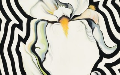 Lowell Nesbitt (Am. 1933-1993), "Two White Electric Iris" New York, 1980, Oil on canvas, framed