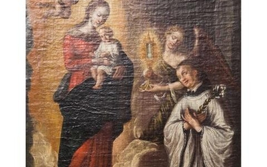MALER des 18. Jh., "Anbetung der Maria mit Christuskind durch den Heiligen Antonius"