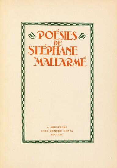 MALLARMÉ. Les poèmes d'Edgar Poe. Edmond Deman, 1888. 1/850 Hollande. + Poésies. Deman, 1899. 1/100 Hollande
