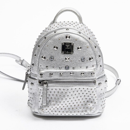 NOT SOLD. MCM: A "Bebe Boo Special Stark Studded" rucksack of metallic silver tones leather, silver tone hardware, crystals, one handle and two shoulder straps. – Bruun Rasmussen Auctioneers of Fine Art
