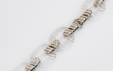 Maz Silver, White Gold and Fluted Rock Crystal Bracelet
