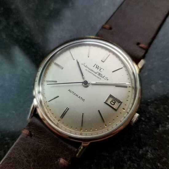 Mens IWC 34mm 18k Solid White Gold 1960s Date Automatic