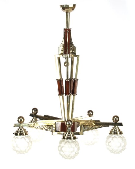 (-), Metal Art Deco 5-light pendant lamp with...