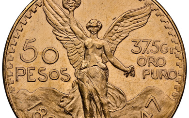 Mexico: , Estados Unidos gold Restrike 50 Pesos 1947 MS63 NGC,...