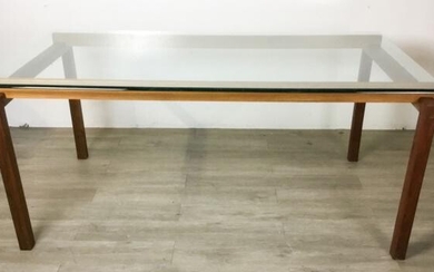 Mid-Century Glass Top Dining Table