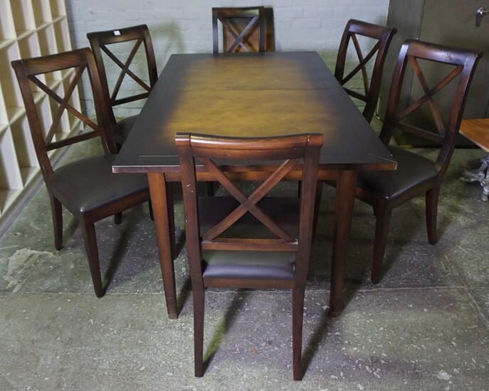 Modern Dining Table with Six Chairs, 76cm high, 176cm long, 95cm wide