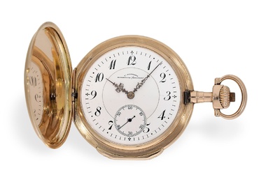 Montre de poche : rare, grande montre de chasse en or de Glashütte 'Louis XV',...