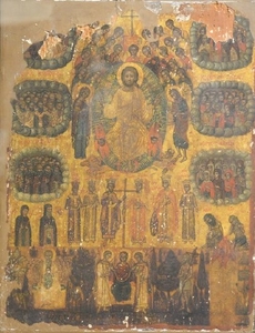 Monumental Russian icon of Diesis with Saints, 18th