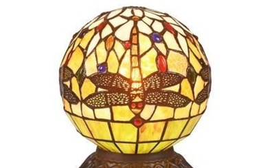 Mosaic Dragonfly Stained Art Glass Globe Light