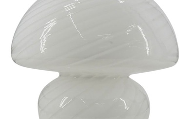 Murano Glass White Swirl Mushroom Table Lamp