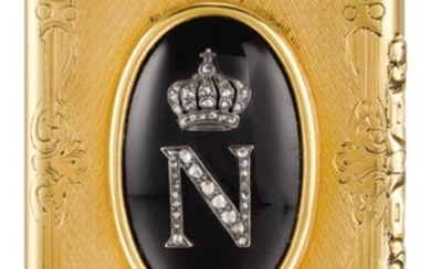 NAPOLEON III. A JEWELLED GOLD AND GLASS PRESENTATION SNUFF BOX, LOUIS-FRANÇOIS TRONQUOY, PARIS, CIRCA 1852