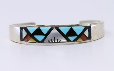Native American Zuni Hand Made Sterling Silver Multi