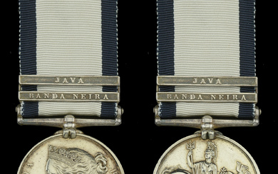 Naval General Service 1793-1840, 2 clasps, Banda Neira, Java (George Manning.) good...