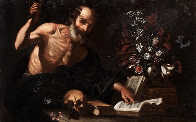 Neapolitanischer Meister des 17. Jahrhunderts, Hieronymus im Gehäus