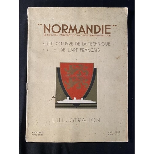 OCEAN LINER: Souvenir S.S. Normandie copy of L'illustration.