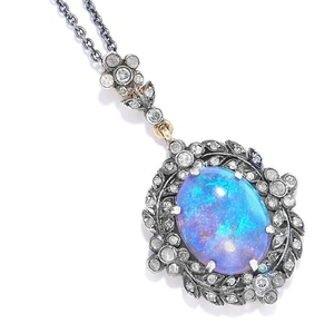 OPAL AND DIAMOND PENDANT NECKLACE comprising of a