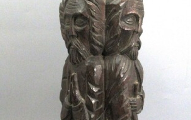 Old Stand Made of Carved Wood in the Figure of Four Christian Saints