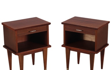 PAIR FRENCH MAHOGANY NIGHT STANDS HAVING A SINGLE DRAWER C...