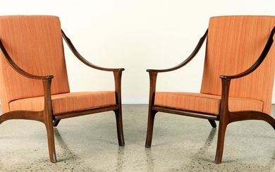 PAIR MID CENTURY MODERN LARGE OPEN ARM CHAIRS