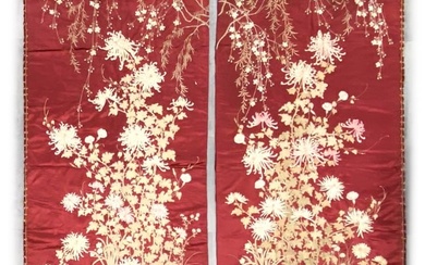 PAIR OF 19TH C. JAPANESE SILK EMBROIDERIES