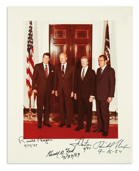 (PRESIDENTS.) Color group Photograph dated and Signed