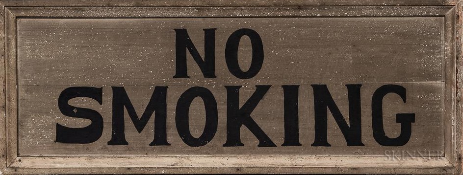 Painted Wood "No Smoking" Sign