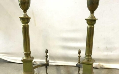 Pair Vintage Brass Andirons