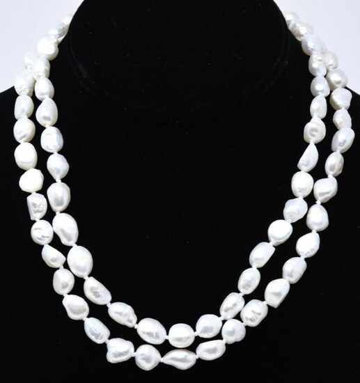 Pair of 12 mm Baroque Pearl Necklaces