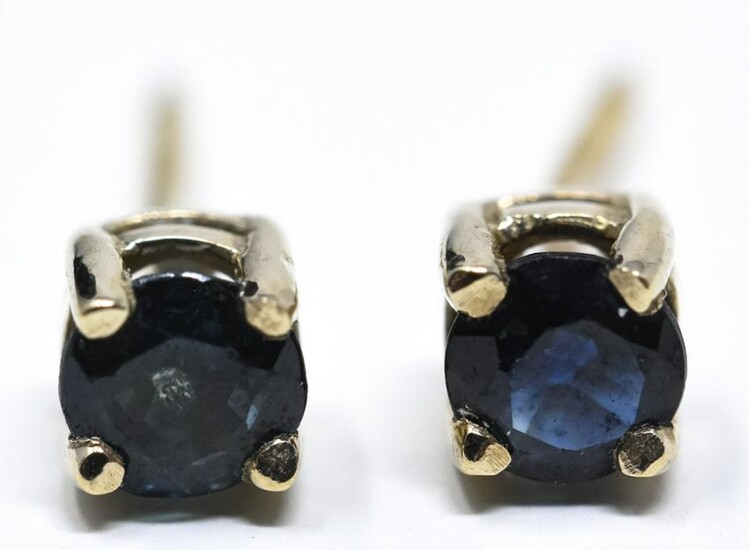Pair of 14kt Yellow Gold & Sapphire Earring Studs