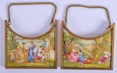 Pair of 19th C. Viennese Enamel Austrian Plaques