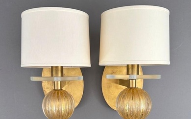 Pair of Barbara Barry for Baker "Bauble" Glass Wall Sconces