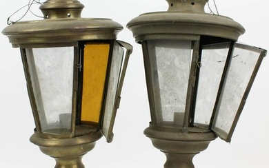 Pair of Early Brass Coach Lanterns