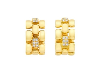 Pair of Gold and Diamond Hoop Earrings, Chopard