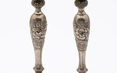 Pair of Japanese Sterling Silver Candlesticks