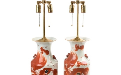 Pair of Large Chinese Porcelain Lamps