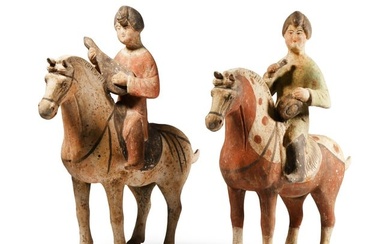 Pair of Large Chinese Tang Terracotta Musicians
